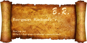Bergman Radomér névjegykártya